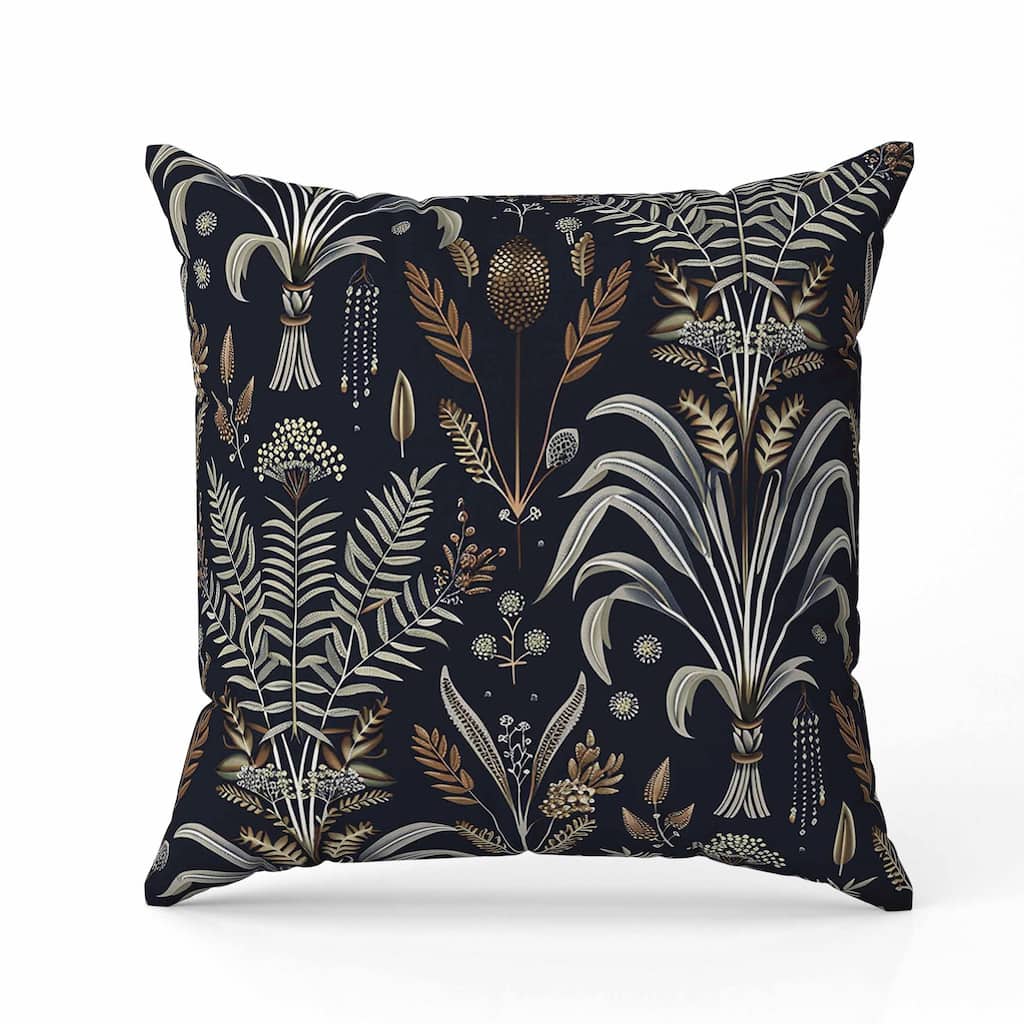 Indian Dabu Flora Faux Suede Reversible Throw Pillow Blue and Brown