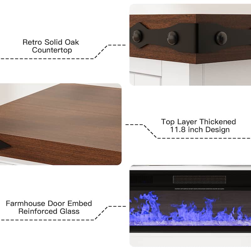 71" Electric Fireplace TV Stand with LED Lights