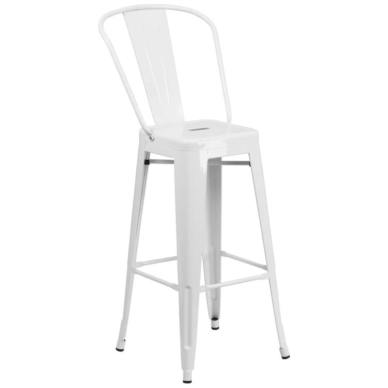 30'' High Metal Indoor-Outdoor Barstool with Back