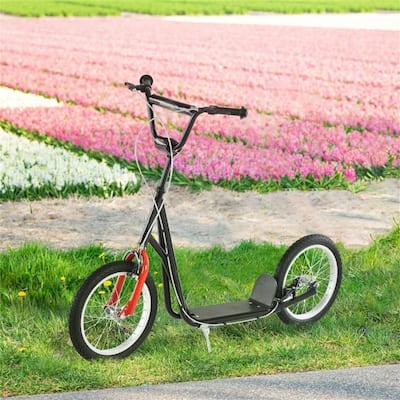 Children’s Ride-On Scooter with Soft Grip Handlebar and Anti-Slip Foot Deck for Outdoor Use - 54.75"L x 22.75"W x 35.5"-37.75"H
