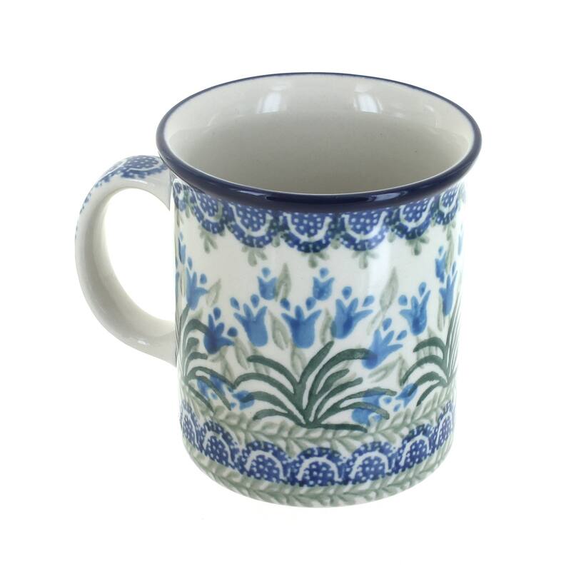 Blue Rose Polish Pottery 236 Ceramika Artystyczna Small Coffee Mug - Tulip Bouquet