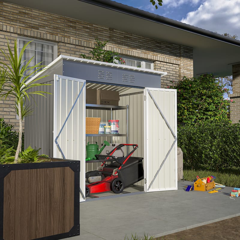 GDFStudio - Lucas All-Weather 6x4 ft Outdoor Storage Shed with Robust Construction and Easy Assembly