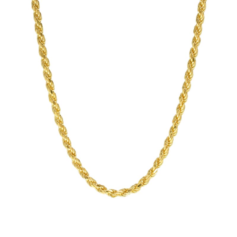 Victoria Townsend Gold over Sterling silver 3.1mm Diamond Cut ROPE Necklace in 20 inches - 20 Inch - Yellow
