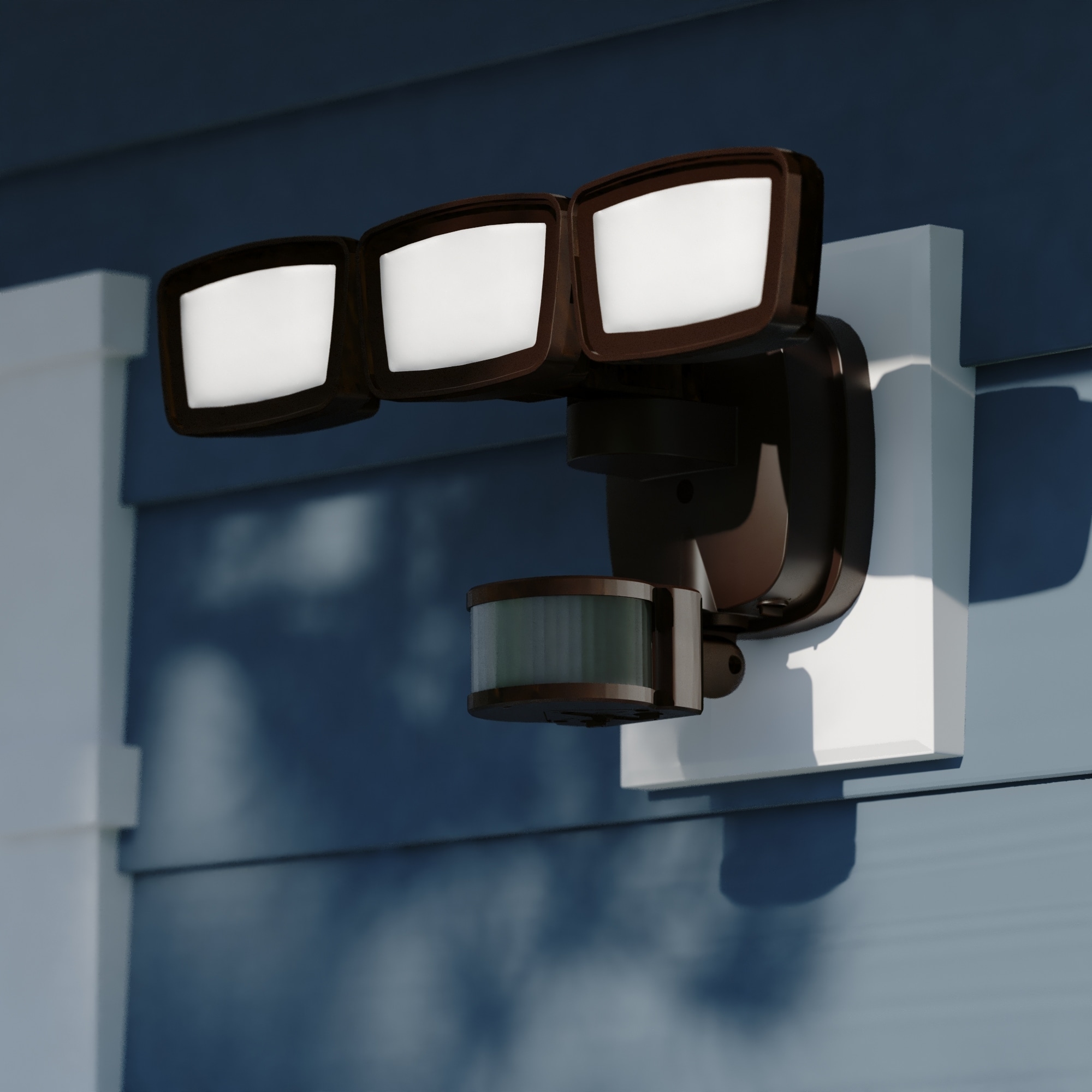 VAXCEL Integrated LED Motion Sensor Dusk to Dawn 3-Head Outdoor Security Flood Light - 240 Degree - 85 Ft.