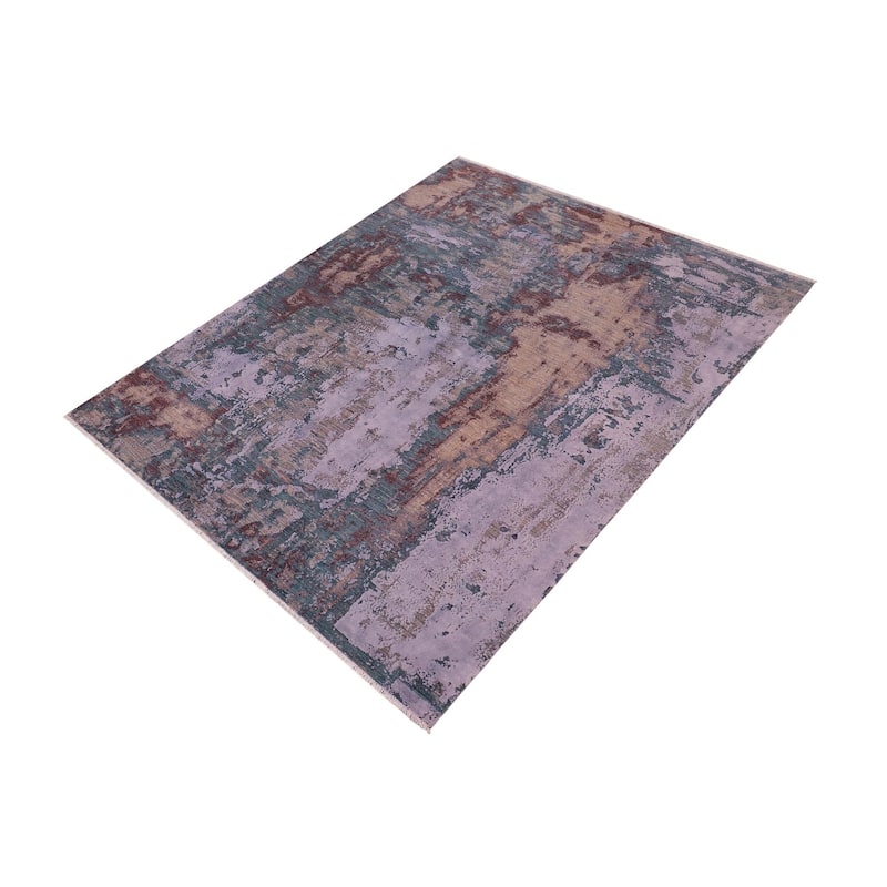 Eclectic Anderson Blue/Brown Wool&Silk Rug - 8'1'' x 10'1'' - 8 ft. 1 in. X 10 ft. 1 in.