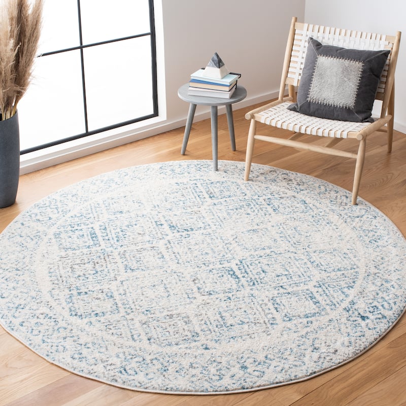 SAFAVIEH Tulum Yolonda Rustic Moroccan Boho Rug - 6'7" Round - Ivory/Turquoise - Round