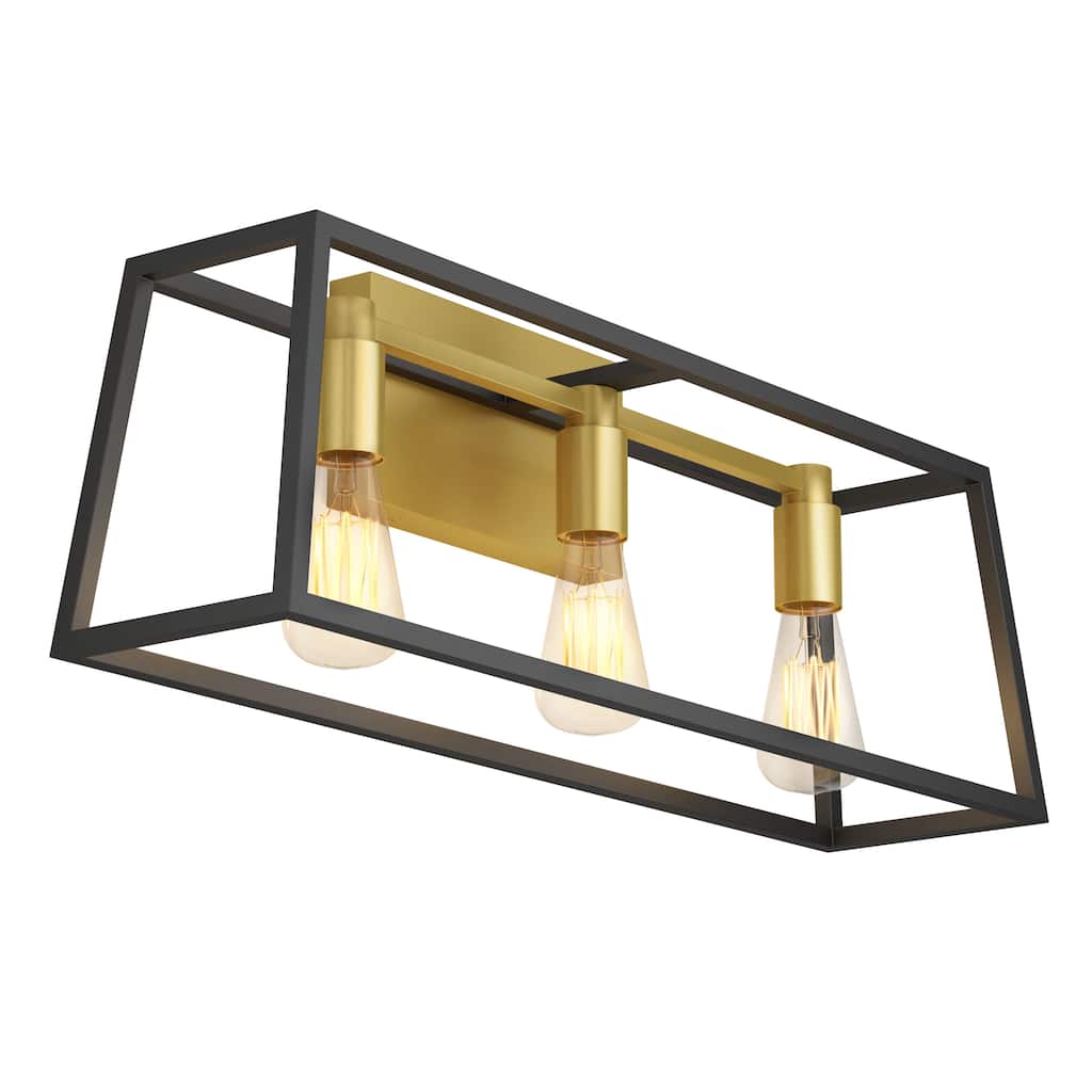 Artika Carter 3 Light Vanity Bathroom Light, Black and Gold