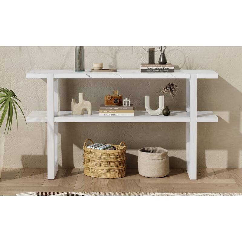 Retro Entryway Table with Open Shelf