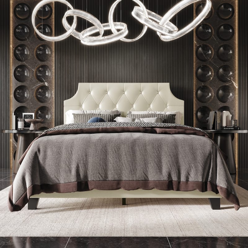 Clayfell Mexico Tufted Upholstered Platform Bed - Twin - Champagne