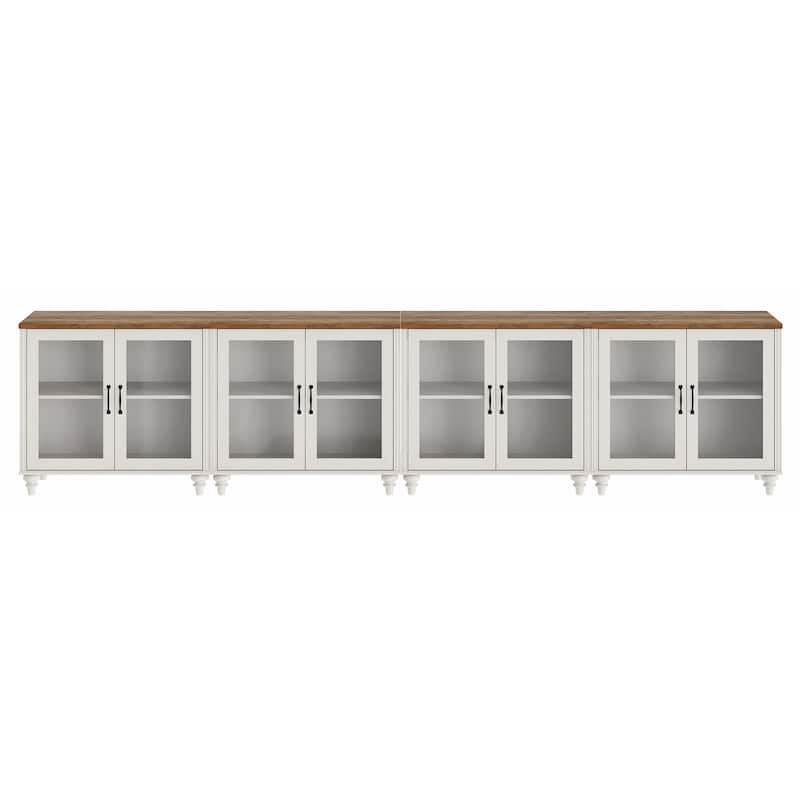 TV Stand with Glass Doors, TV Console Table TV Cabinet