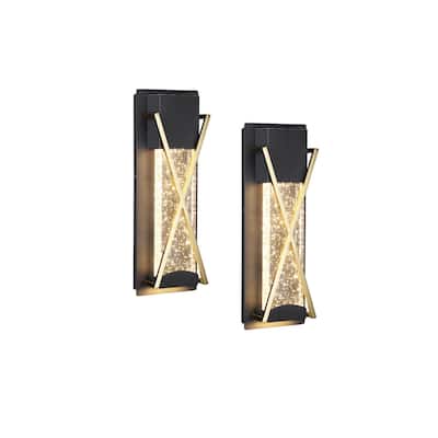 LED Exterior Wall Lights, Bubble Glass, 100-277V, 3000K Warm White - 2pack