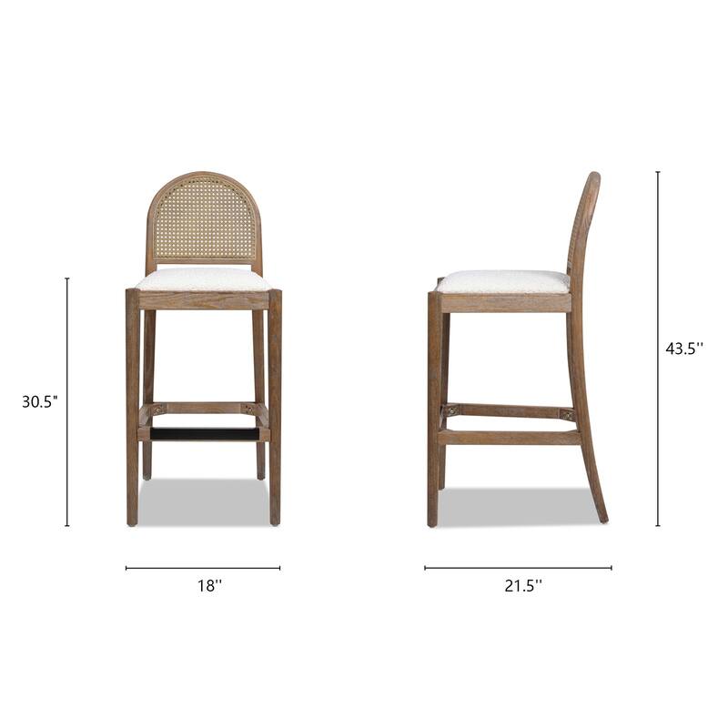 Curved Back Cane Rattan Bar Stool