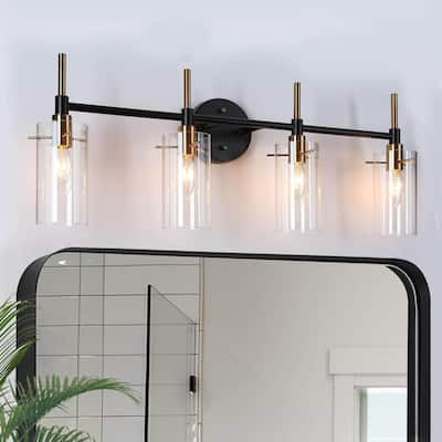 4-Light Black Gold Linear Modern Wall Sconce