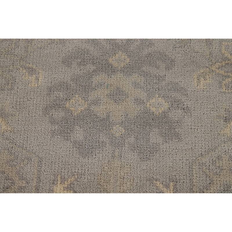 Gray Oushak Indian Area Rug Handmade Wool Carpet - 6'2" x 8'10"