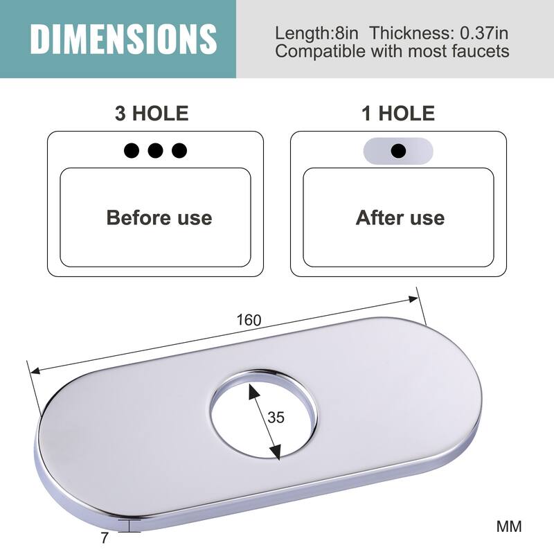 WOWOW 6.3 in. Kitchen Sink Faucet Hole Cover Deck Plate Escutcheon