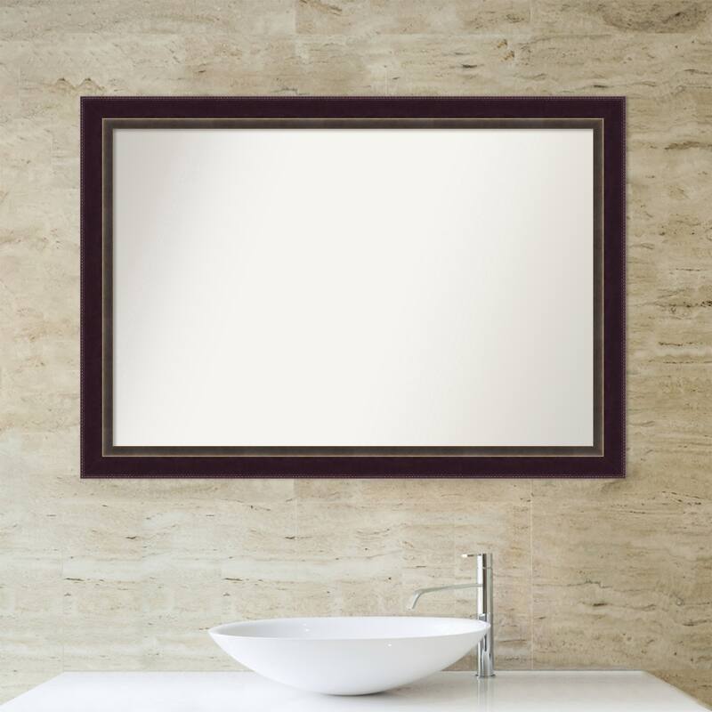Non-Beveled Wood Bathroom Wall Mirror - Signore Bronze Frame - 40 x 28 in - Signore Bronze