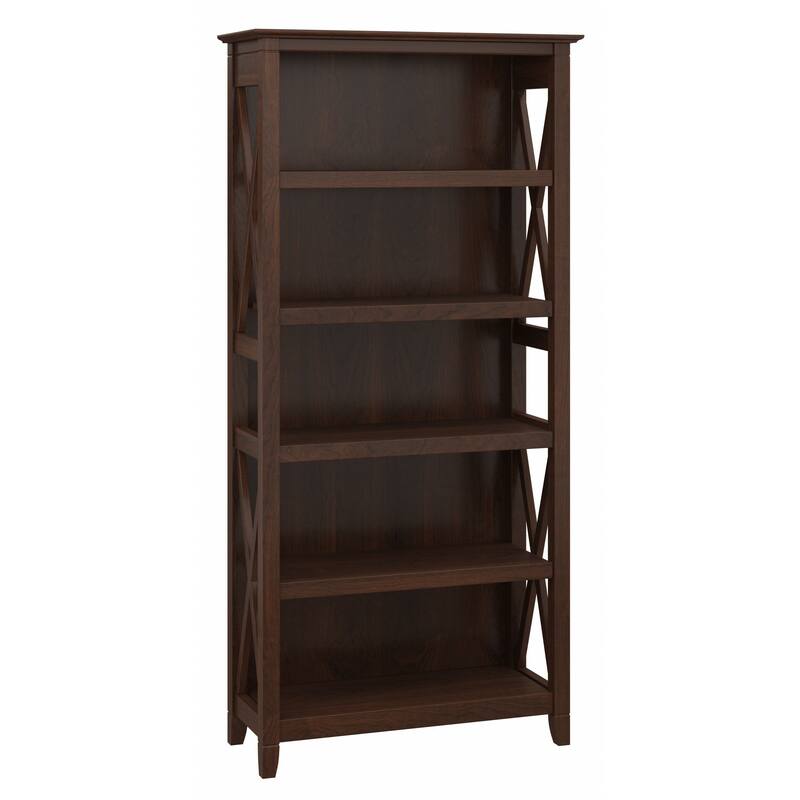 Bush Furniture Key West Tall 5 Shelf Bookcase with Adjustable Shelves