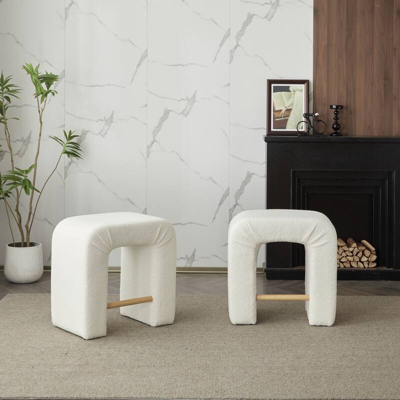 Unique Inverted U-shaped Counter Chairs Boucle Bar Stool Set of 2