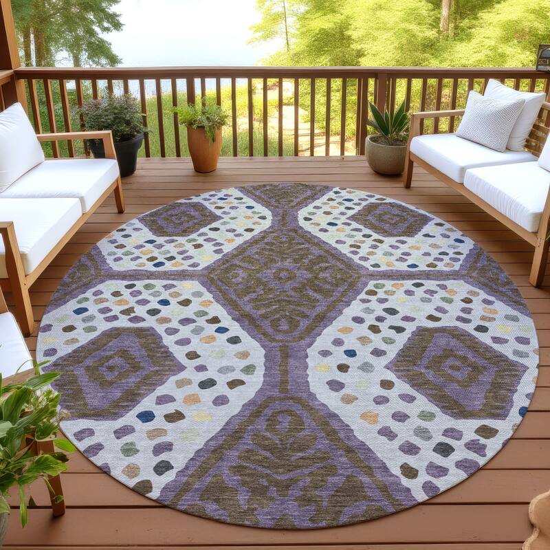 Machine Washable Indoor/ Outdoor Global Nipsey Chantille Rug - Plum - 8' x 8'