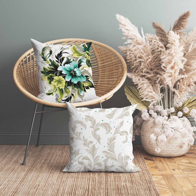 Botanic Bliss Faux Suede Reversible Throw Pillow Green and Yellow