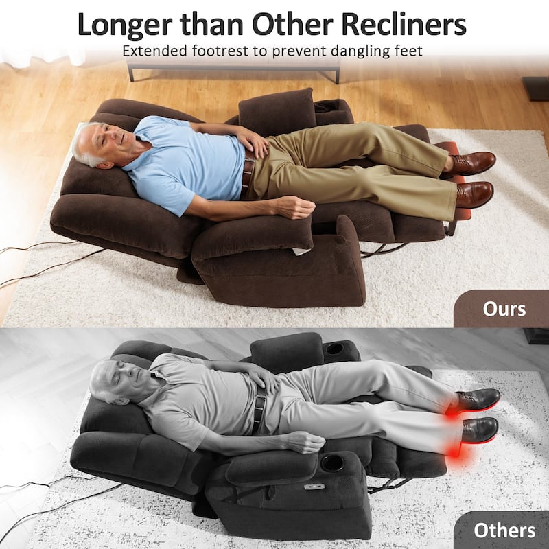 MCombo Large Dual Motor Power Lift Recliner Chair with Massage and Dual Heating for Elderly People, Faux Leather