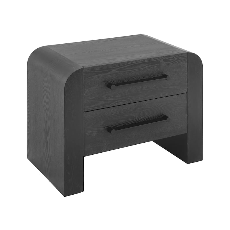 Christopher Knight Home - Mina Modern 2-Drawer Nightstand with Black Metal Handles