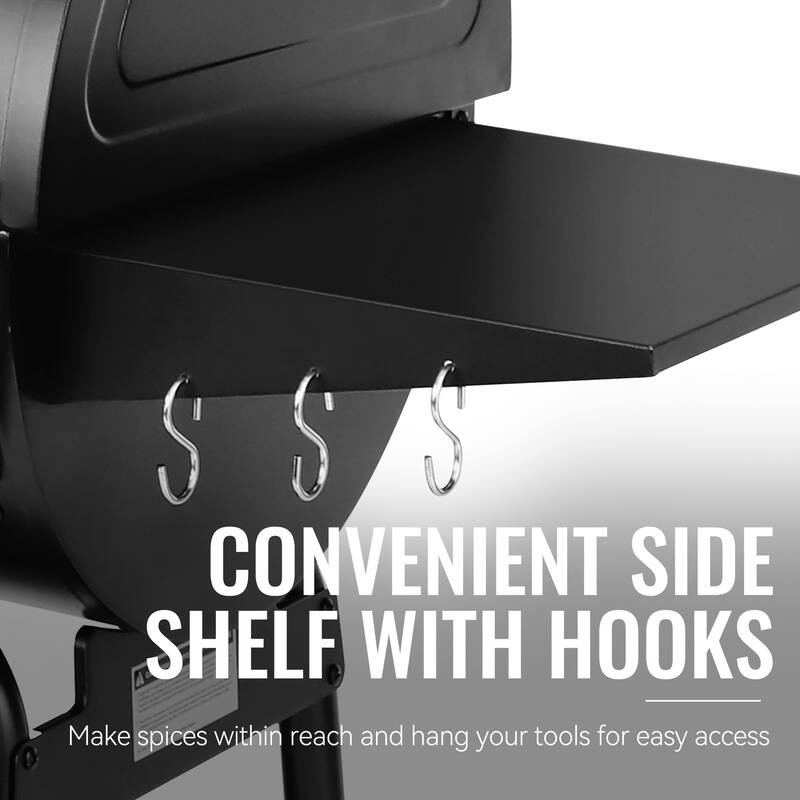 Royal Gourmet Charcoal Barrel Grill with Offset Smoker, Black