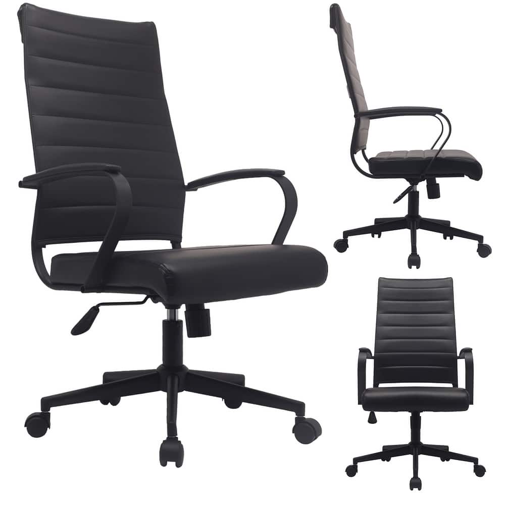 Modern Ergonomic Office Chair: Mid Back, PU Leather, Arms, Tilt, Adjustable Height, Wheels, Swivel