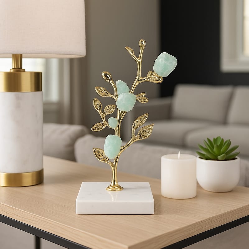 Metal Tree Sculpture on Marble Base Charming Living Room, Office, Home Decor