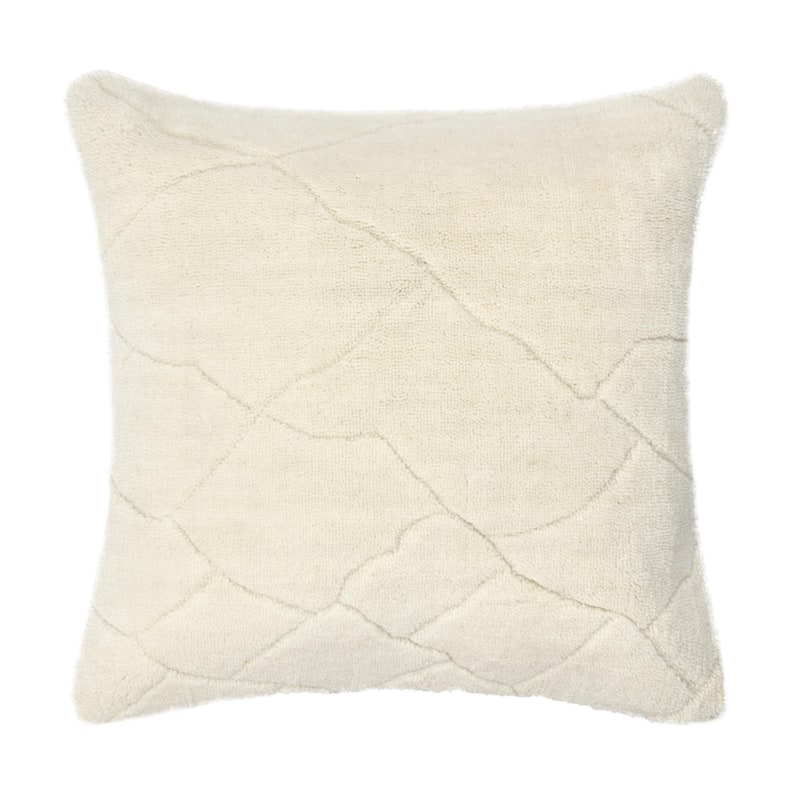 Villa by Classic Home Mercer 22" Wool Blend Fabric Ivory Throw Pillow