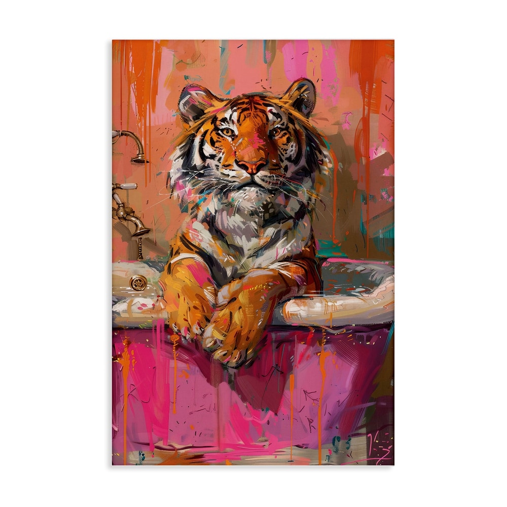 Stupell Fresh Abstraction Tiger in Bathtub Canvas Wall Art Design By LSR Design Studio