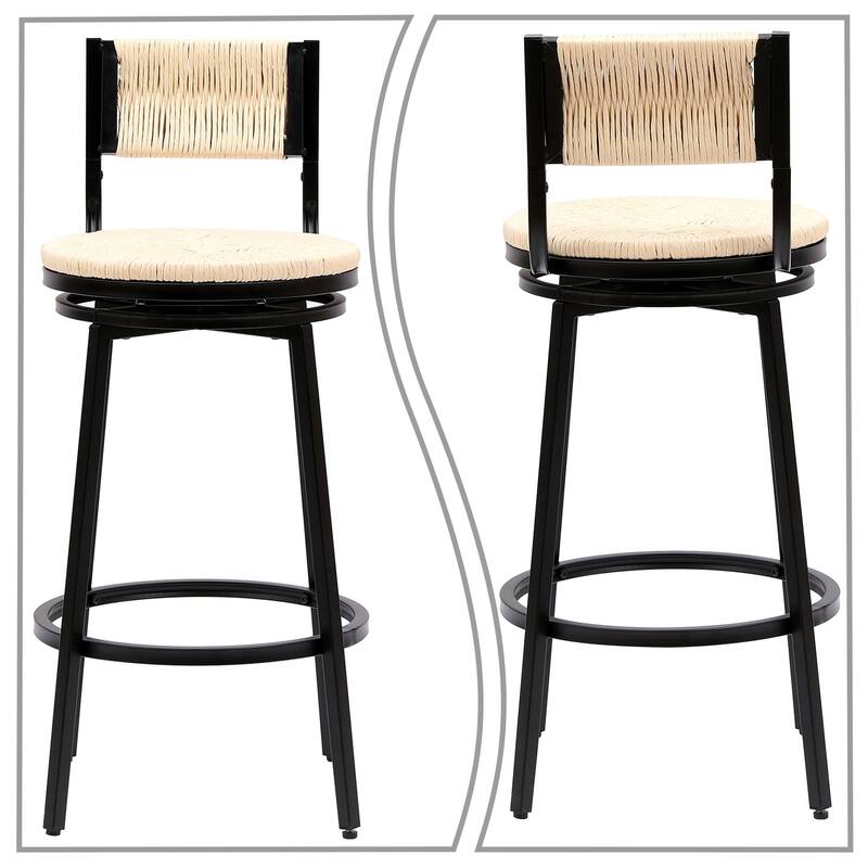 Modern Farmhouse Style Set of Two 360 Degree Swivel Armless Bar Stools