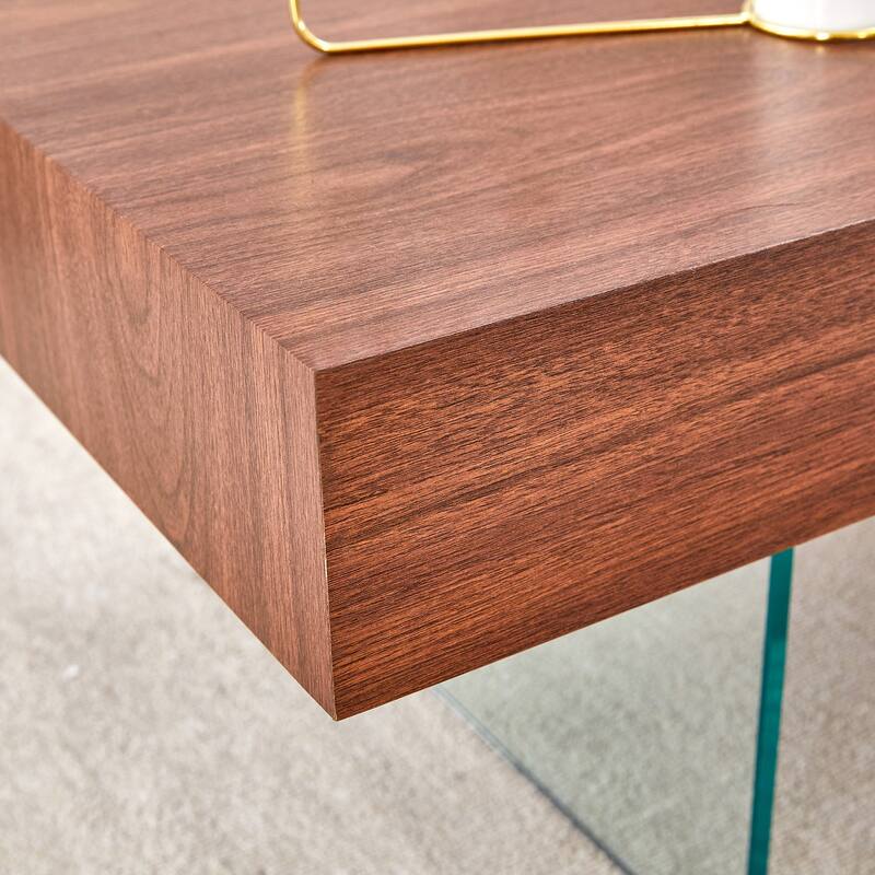 Colored Mdf Coffee Table - Tempered Glass Legs.Density Board Sticker,Reinforced Glass Legs