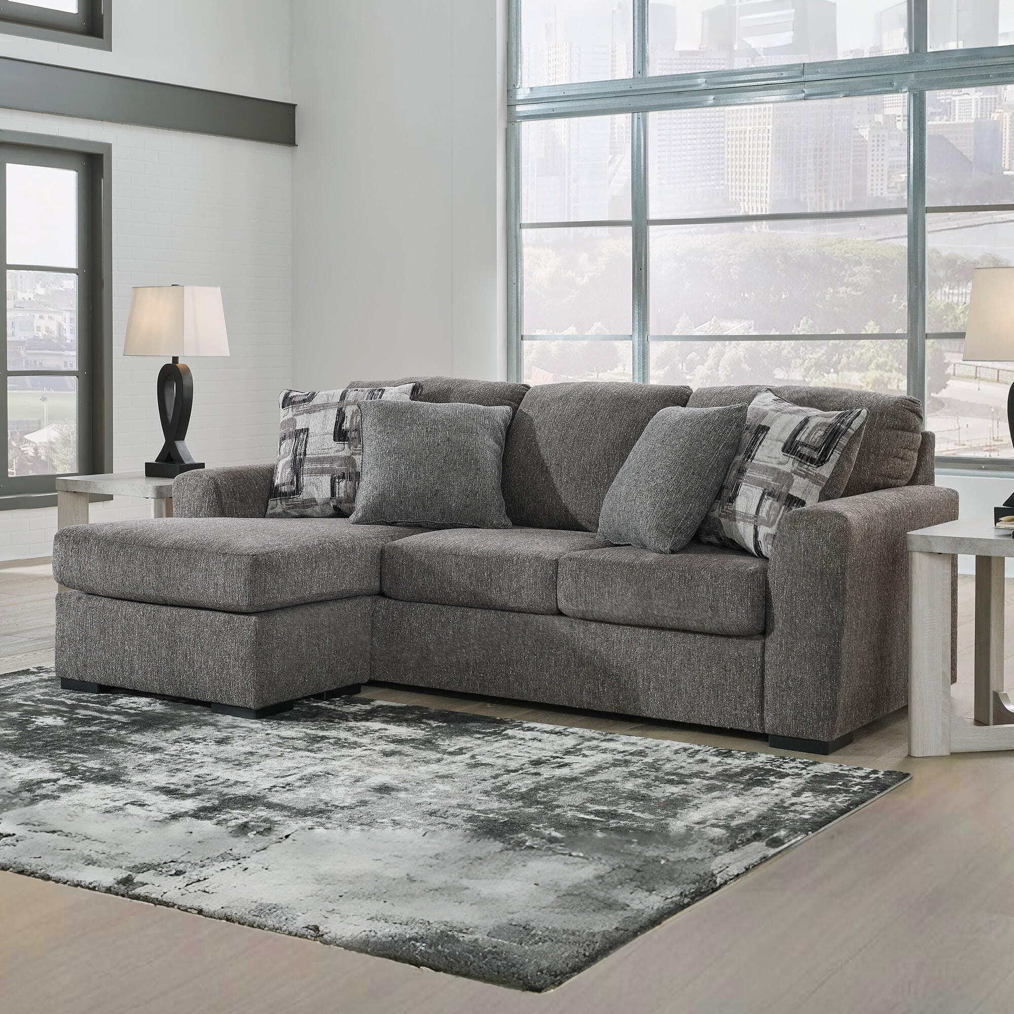 Signature Design by Ashley Gardiner Pewter Sofa Chaise - 101"W x 63"D x 40"H