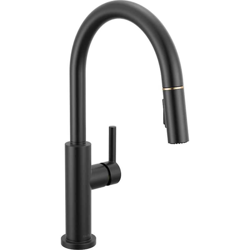 Delta 19867LF Nicoli 1.8 GPM Single Hole Pull Down Kitchen Faucet - Matte Black / Champagne Bronze