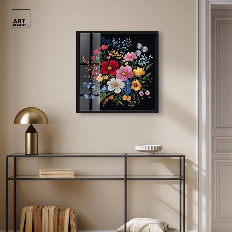 Midnight Wildflower Weave Shadowbox by Art Remedy
