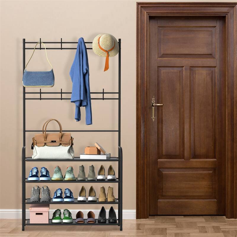 Entryway Coat Hat Rack Stand Clothes Shoe Organizer