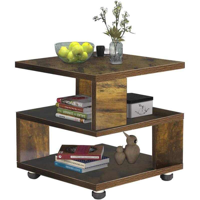 Tatami Magic Cube Nightstands with Classic Modern 2-Tier Rectangle Hollow Design