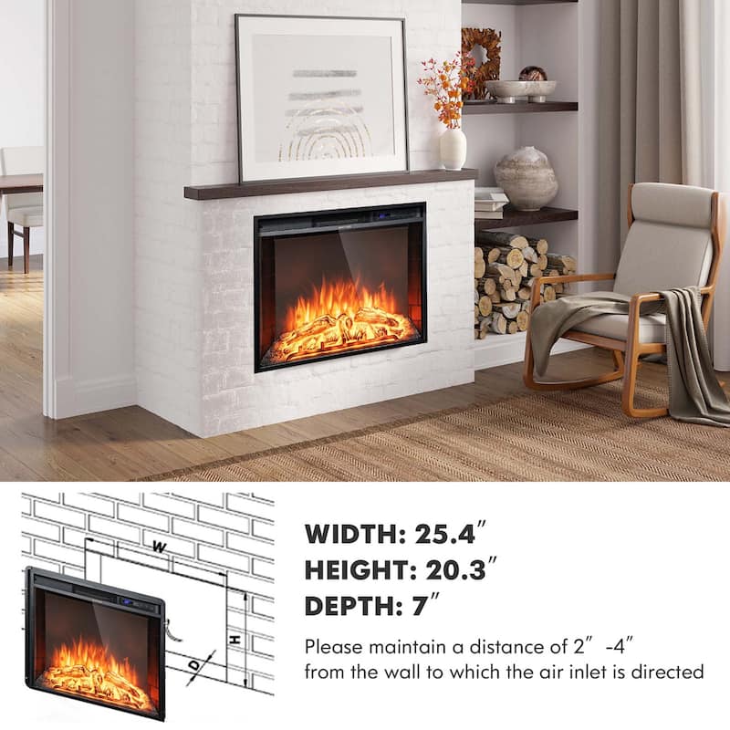 Costway 26 Inch Recessed Electric Fireplace heater W/ Remote Control - See Details
