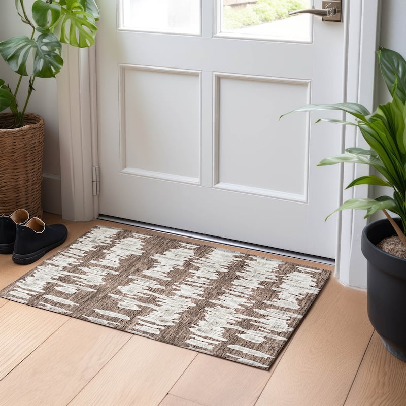 Machine Washable Indoor/ Outdoor Chantille Abstract Contemporary Rug