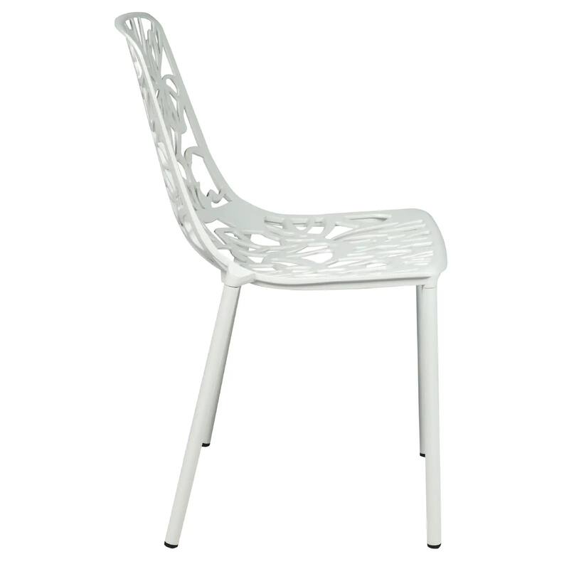 Devon Aluminum Floral Cutout Stackable Dining Chair for Dining Room, Patio, or Garden