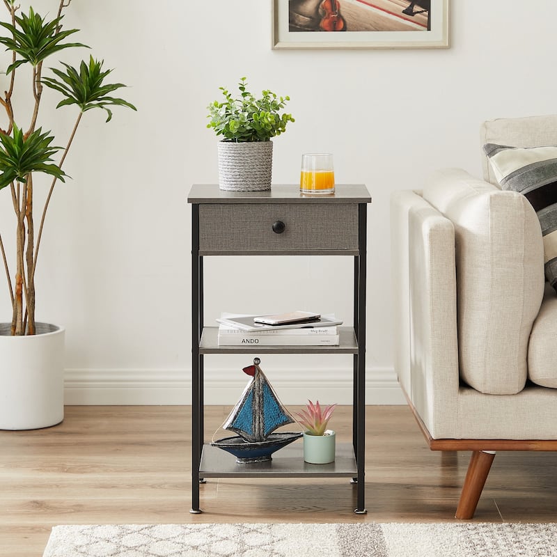 Javlergo Set of 2 Nightstand with 1-Drawer and Wood Storage Shelf