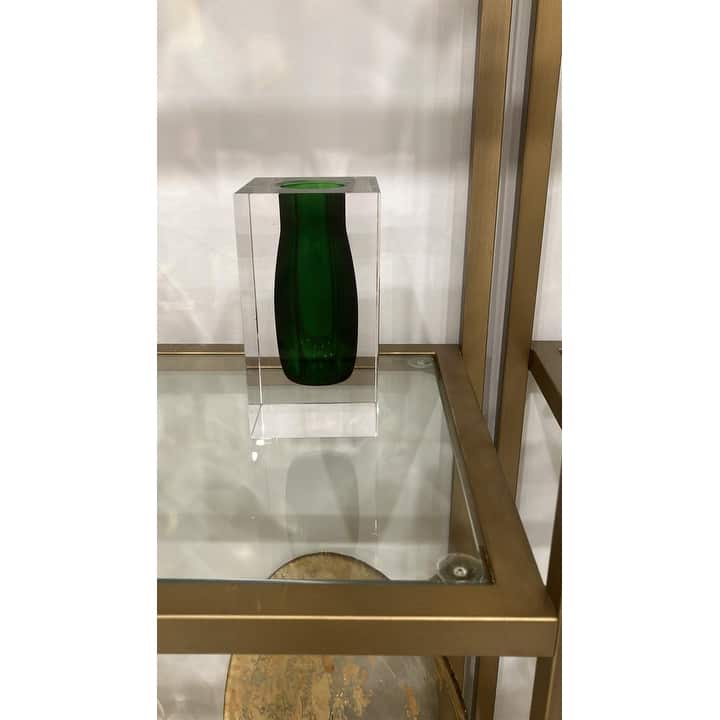 Crystal Bud Vase Double Wall Colored Inner - 3.25"L x 3.25"W x 6"H