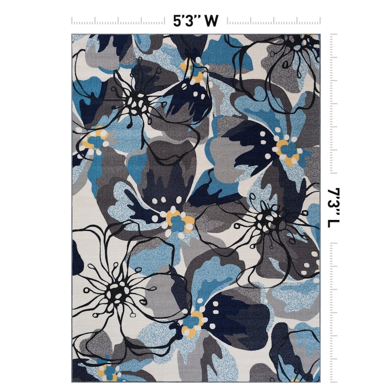 World Rug Gallery Modern Floral Non-Slip Area Rug