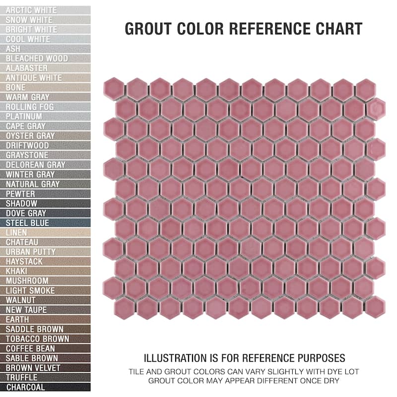 Merola Tile Tribeca 1" Hex Glossy Blush 10-1/4" x 11-7/8" Porcelain Mosaic Floor and Wall Tile