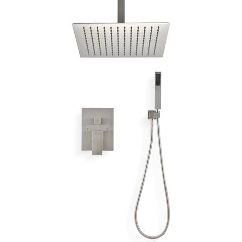 Shower Faucets Sets Complete Shower System 16 Inches Rain Shower Head with Handheld Shower Valve