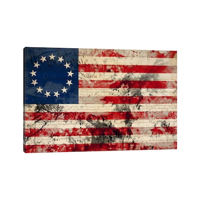 iCanvas "USA "Betsy Ross" Flag with Constitution Background I" by iCanvas Canvas Print