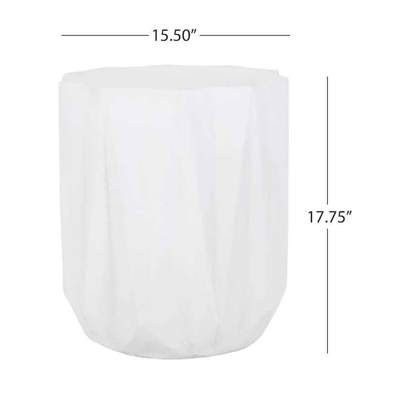 Roomfitters Outdoor Lightweight Concrete Side Table, Geometric Accent Patio End Table, Antique White