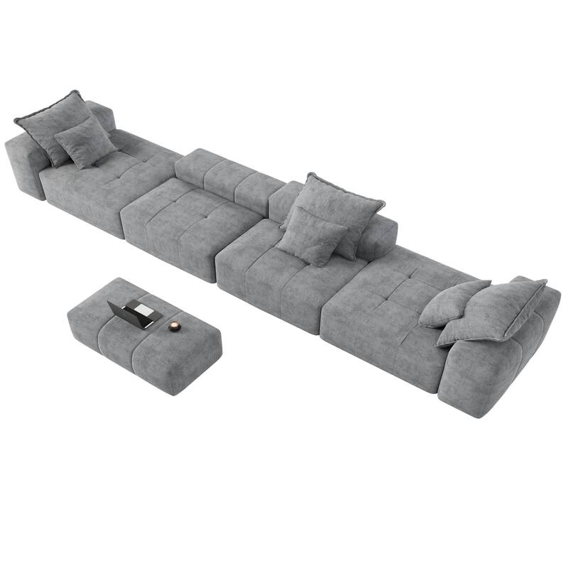 6 PCS DIY Combination Tufted Sofa Modern Oversized Modular Sectional Sofa with 6 Pillows,No Assembly Required