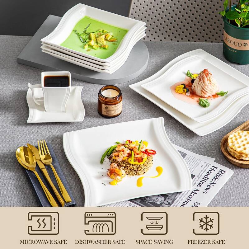 MALACASA Flora Porcelain Dinnerware Set (Service for 6)